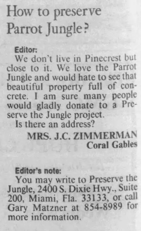 Miami Herald scan of "How to preserve Parrot Jungle?", printed page 16K