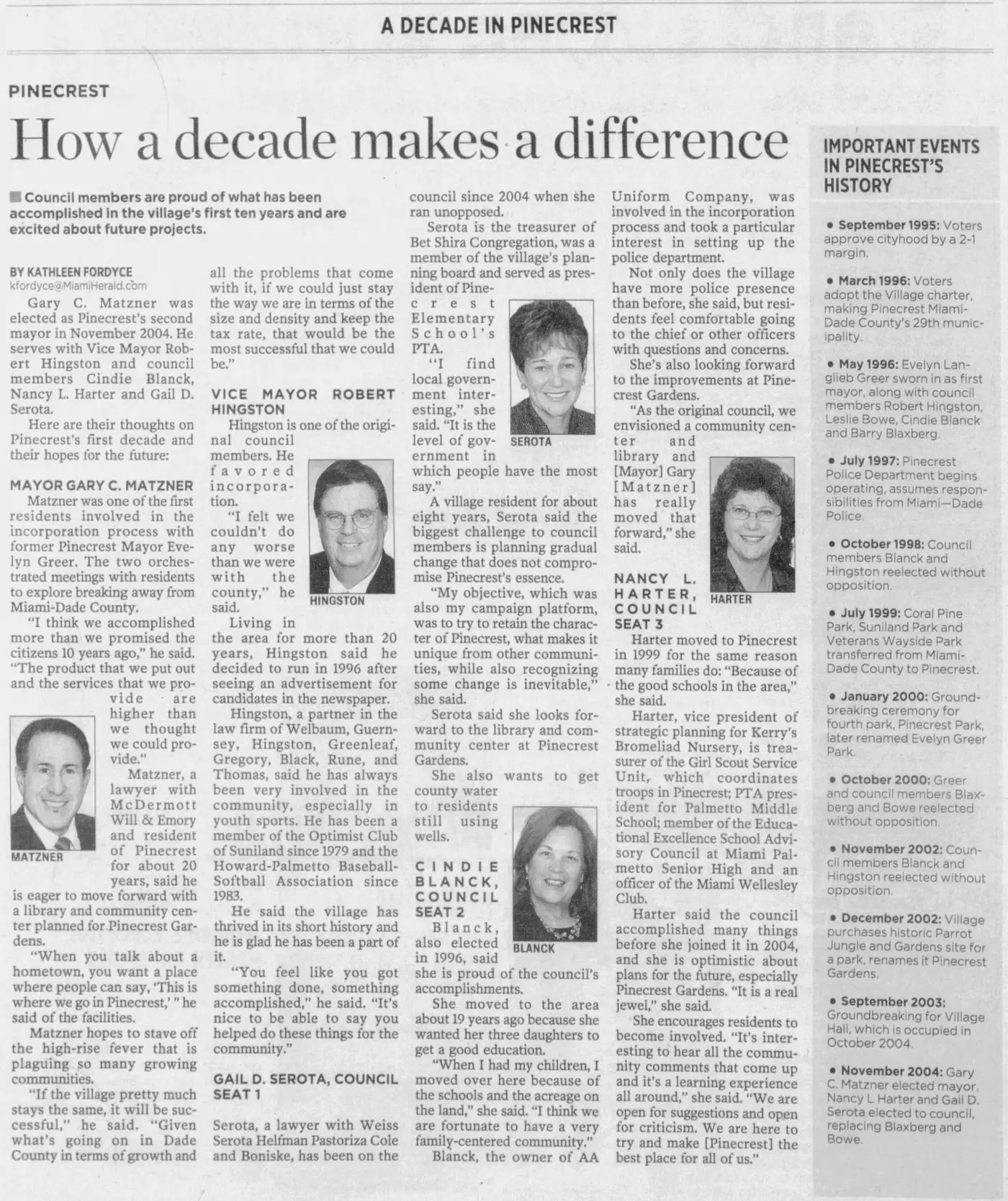 Miami Herald scan of "How a decade makes a difference", printed page 6PP