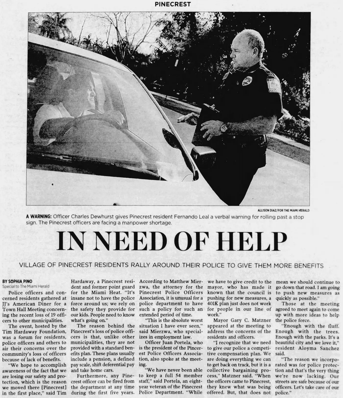 Miami Herald scan of "In Need of Help", printed page 3