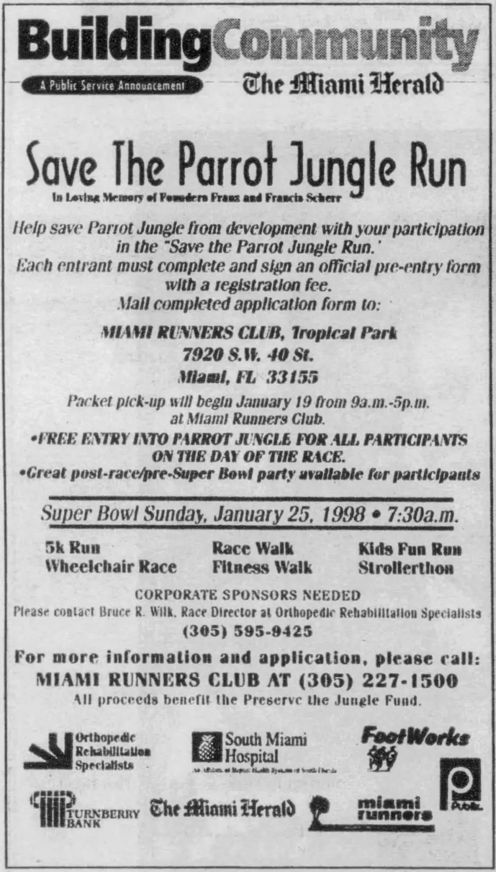 Miami Herald scan of "Save The Parrot Jungle Run", printed page 12K