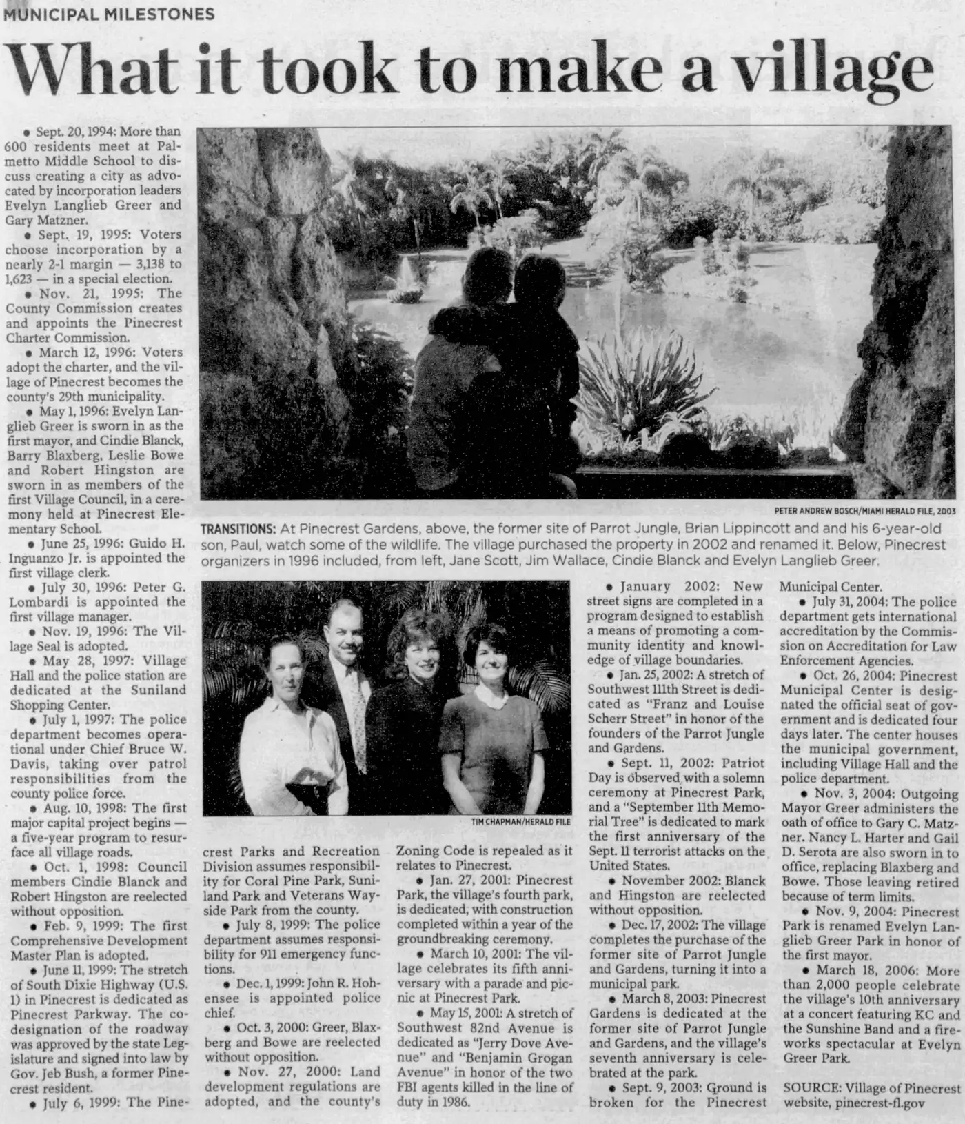 Miami Herald scan of "What it took to make a village", printed page 24WW