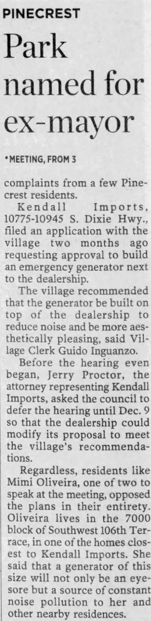 Miami Herald scan of "Village may drop park entrance fee", printed page 18