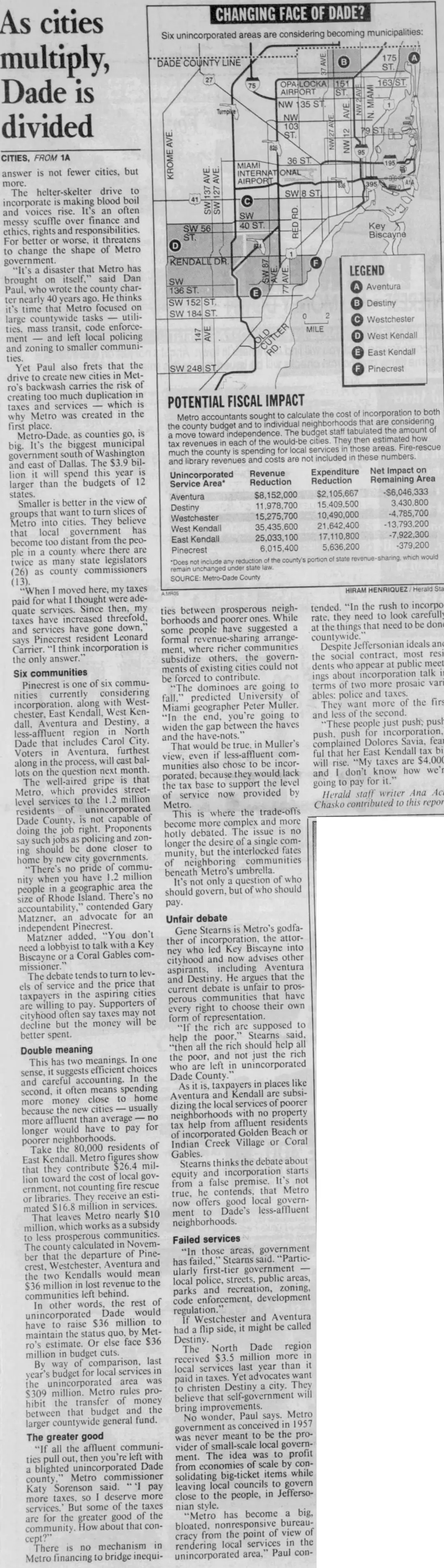 Miami Herald scan of "The dash for incorporation", printed page 18A