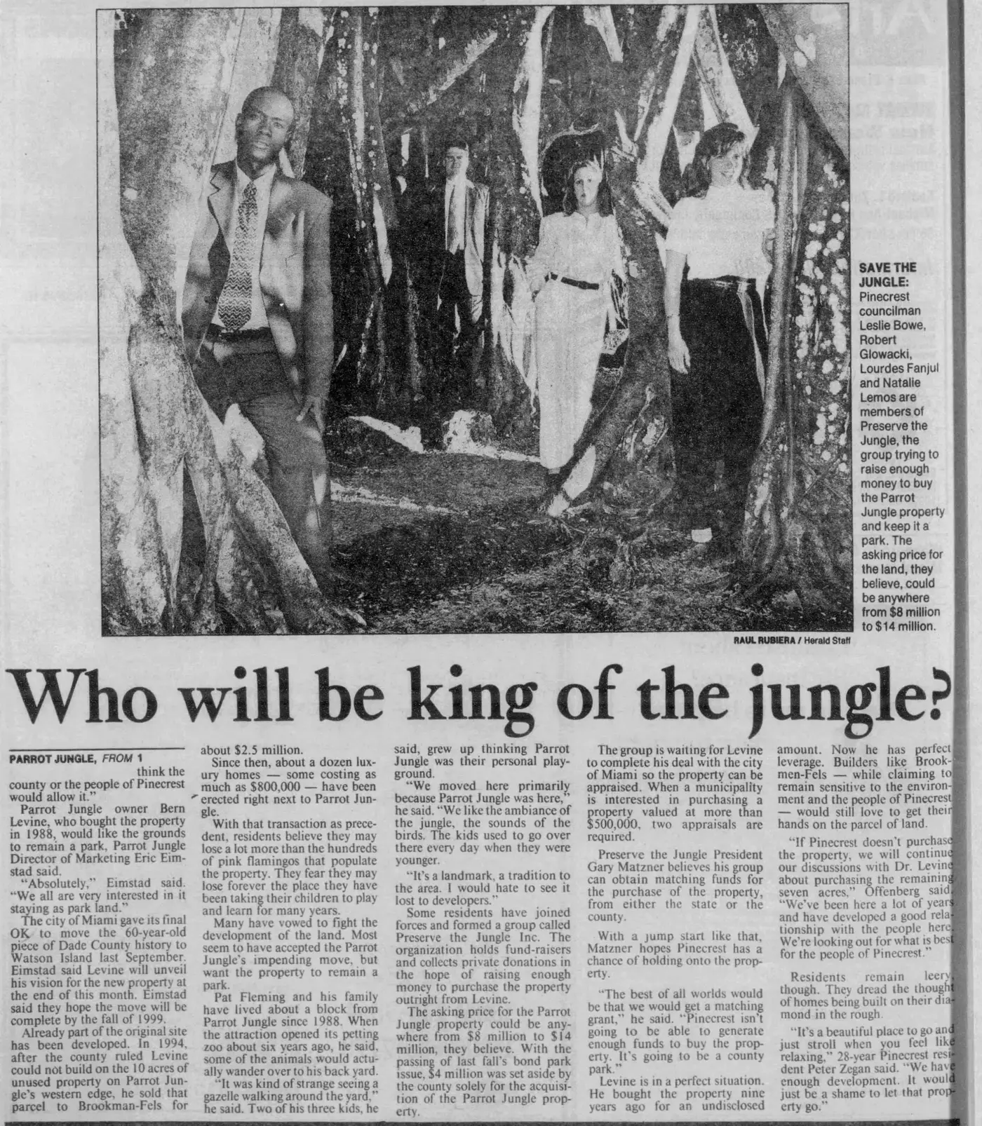 Miami Herald scan of "Figuring out who will be king of the jungle", printed page 14C
