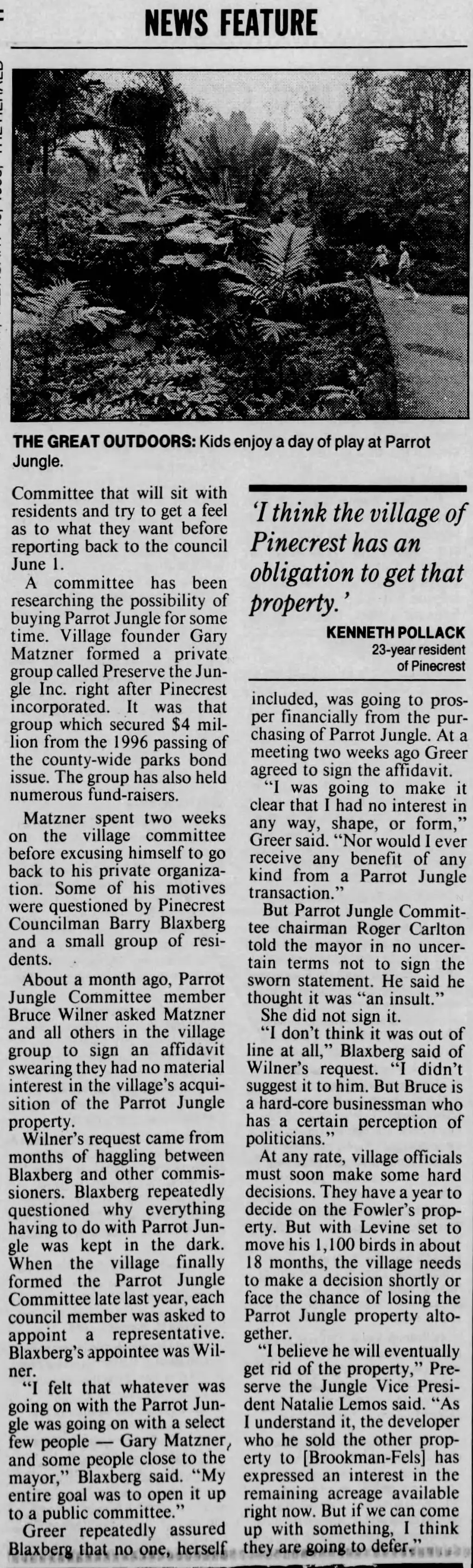 Miami Herald scan of "Pinecrest ponders: Should we spend?", printed page 11SO